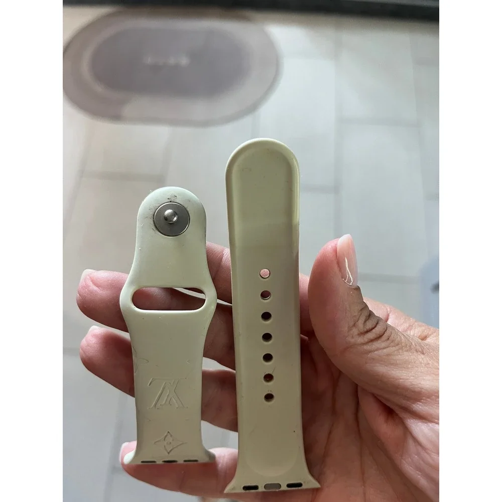 Cream Monogram Silicone Watch Band for Apple Watch Designer Style Sport Strap